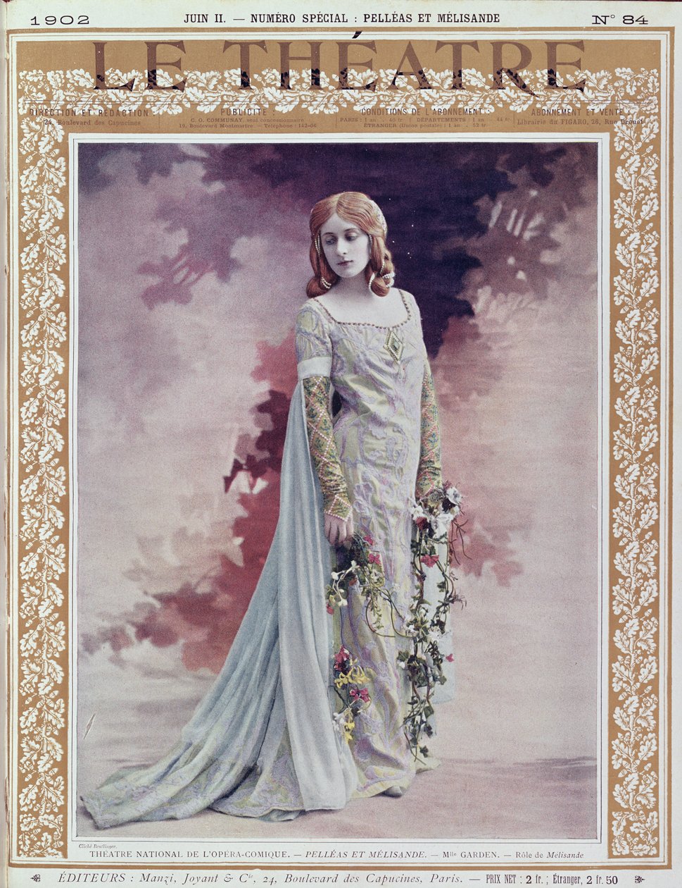 Mary Garden Melisandena, Le Theatre -lehden etukansi, 1902 tekijältä Reutlinger Studio
