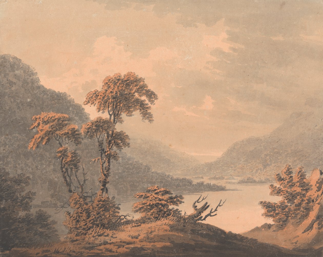 Näkymä Barnscliffissä, lähellä Scarboroughia, kun Derwent on ylivuottanut tekijältä Rev. William Gilpin