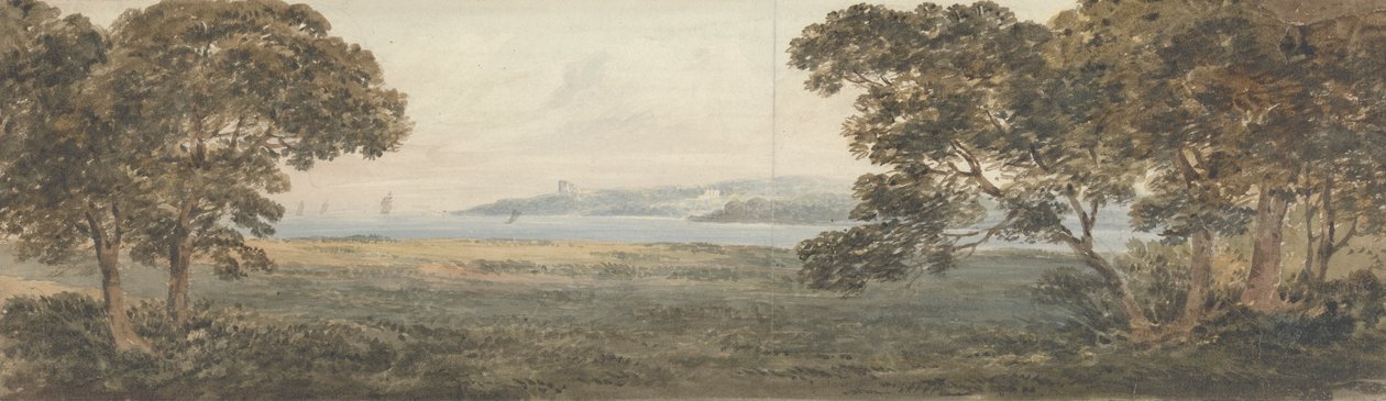 Metsäinen maisema, josta on näkymät suistoon tekijältä Rev. William Gilpin