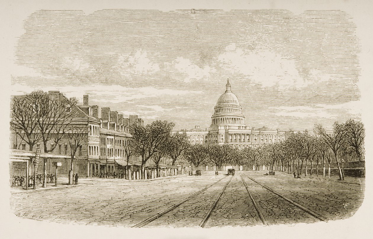 Capitol-rakennus, Washington DC, noin 1880 tekijältä Reverend Samuel Manning
