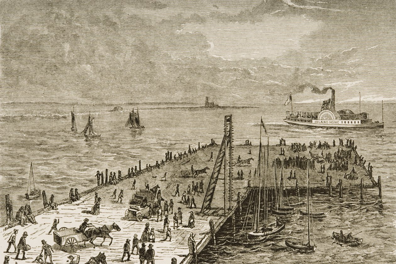 Laituri Nantucket Islandilla Massachusettsissa 1870-luvulla, noin 1880 tekijältä Reverend Samuel Manning