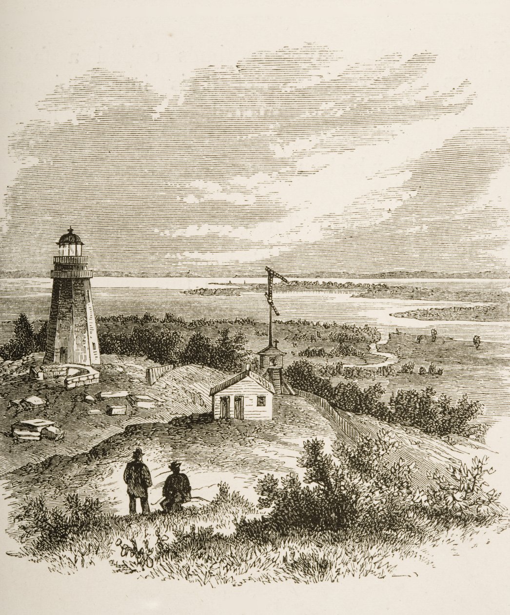 Sandy Hook New Jersey, nähtynä majakasta 1870-luvulla, noin 1880 tekijältä Reverend Samuel Manning