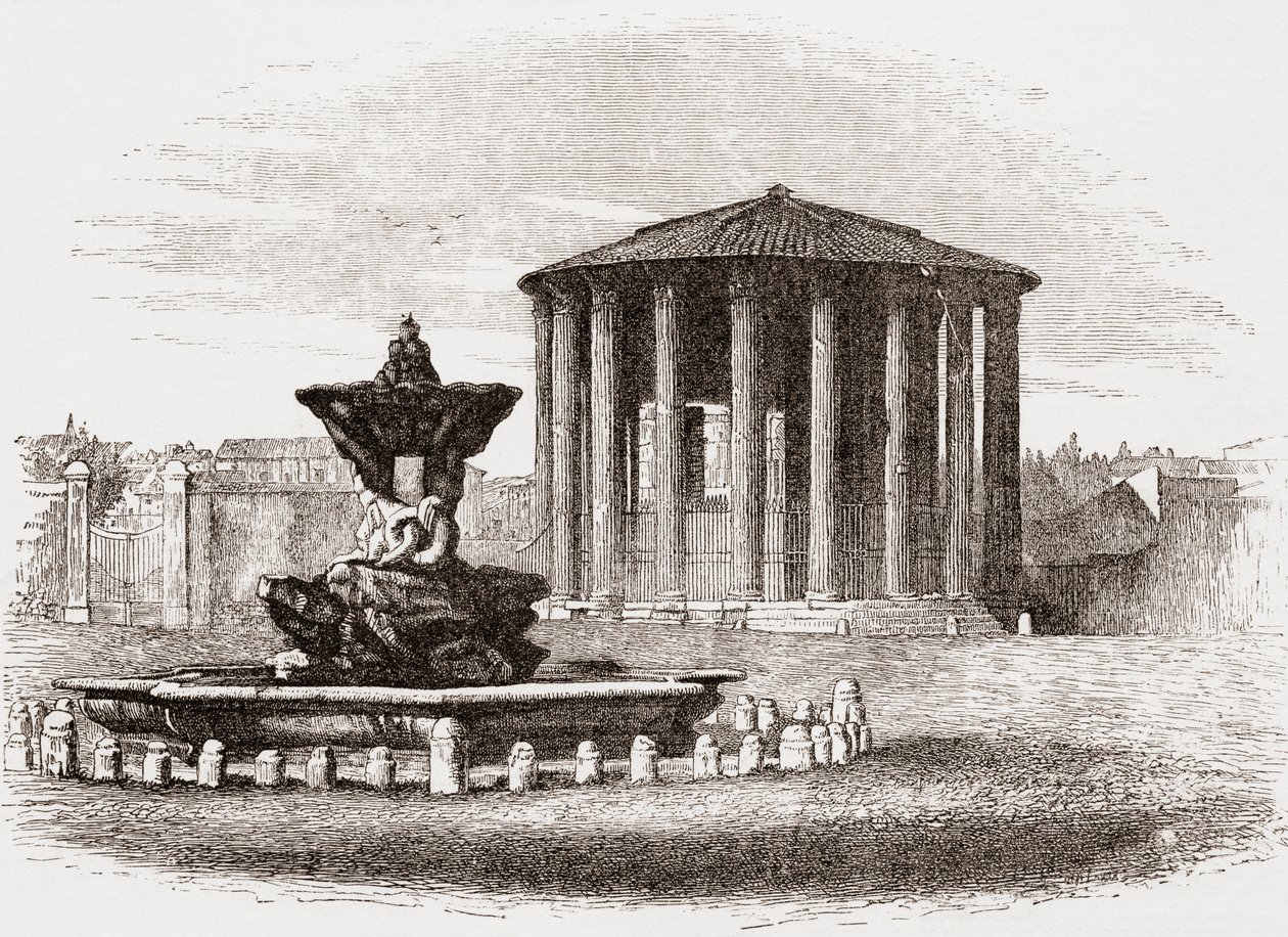 Vestan temppeli, Forum Romanum, Rooma, Italia 1800-luvun lopulla. Teoksesta Italian Pictures by Rev. Samuel Manning, julkaistu noin vuonna 1890. tekijältä Reverend Samuel Manning