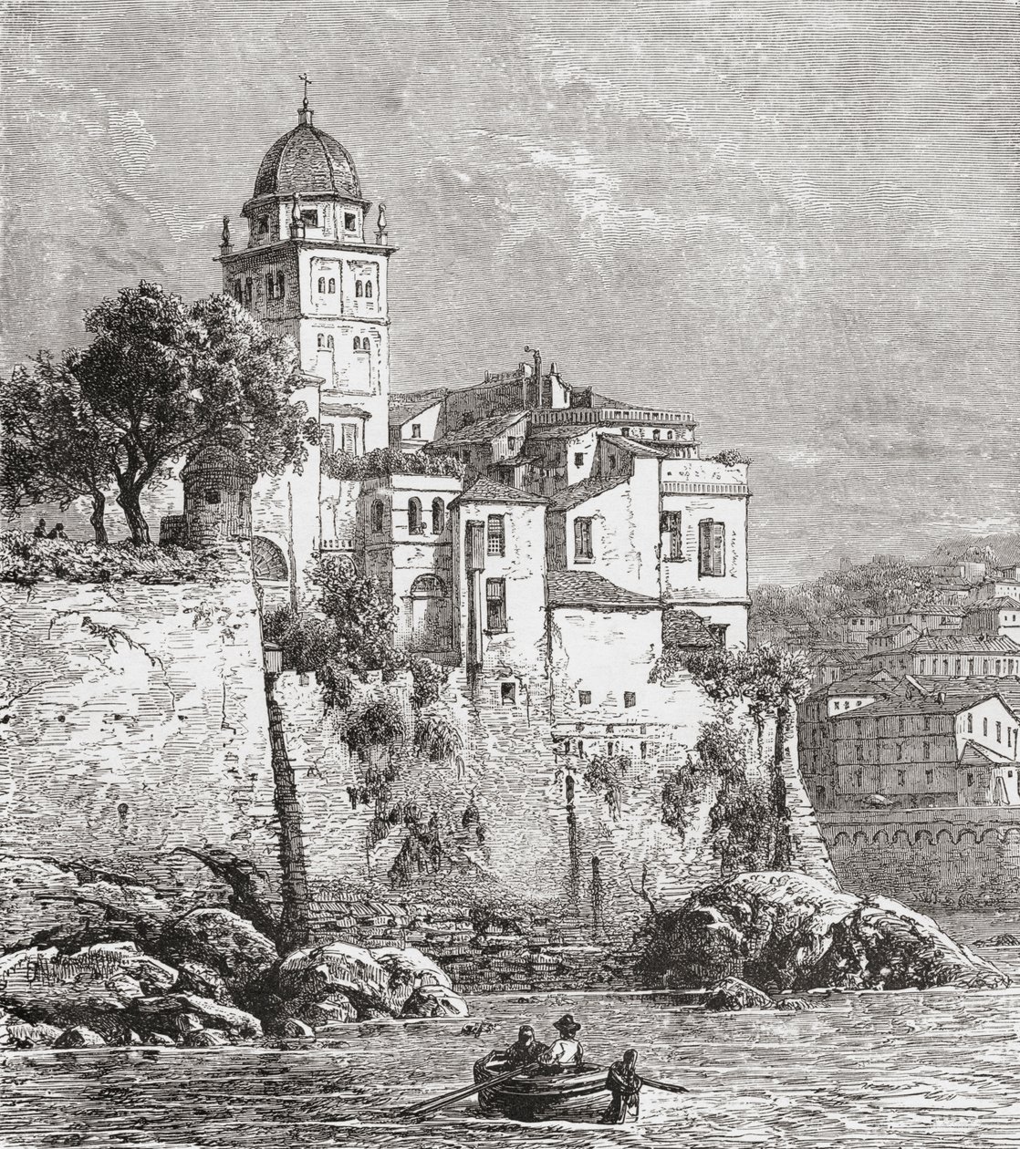 Arsenal Genovassa, Pohjois-Italiassa 1800-luvun lopulla. Teoksesta Italian Pictures by Rev. Samuel Manning, julkaistu noin vuonna 1890. tekijältä Reverend Samuel Manning