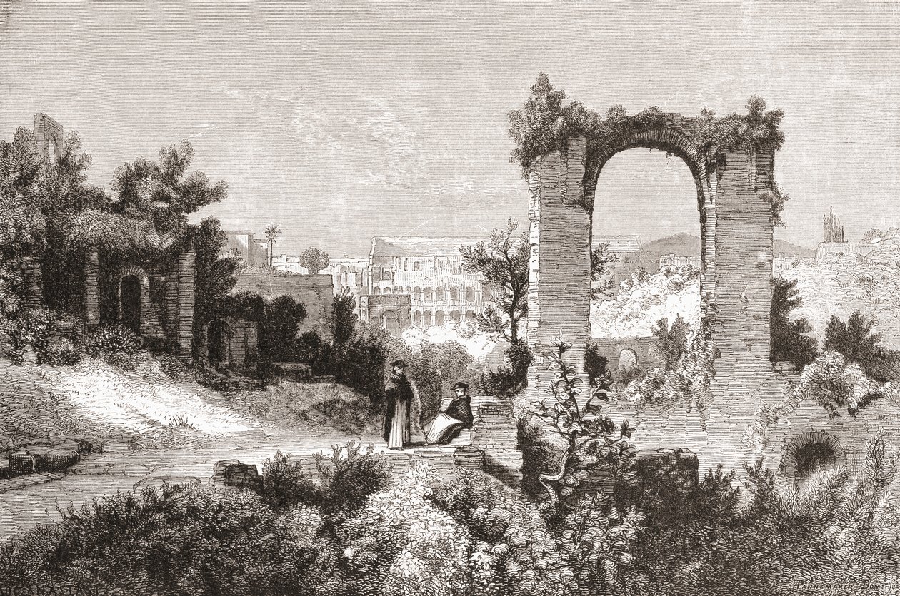 Palatine Aventinuksen kukkulalta, Rooma, Italia 1800-luvun lopulla. Teoksesta Italian Pictures by Rev. Samuel Manning, julkaistu noin vuonna 1890. tekijältä Reverend Samuel Manning