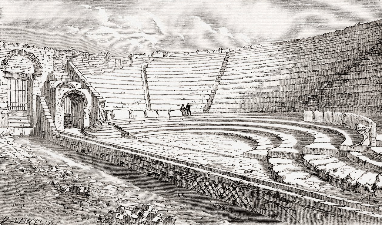 Pieni teatteri, Pompeiji, Napoli, Italia Kuvan Italian kuvat on kirjoittanut pastori Samuel Manning, julkaistu noin vuonna 1890. tekijältä Reverend Samuel Manning