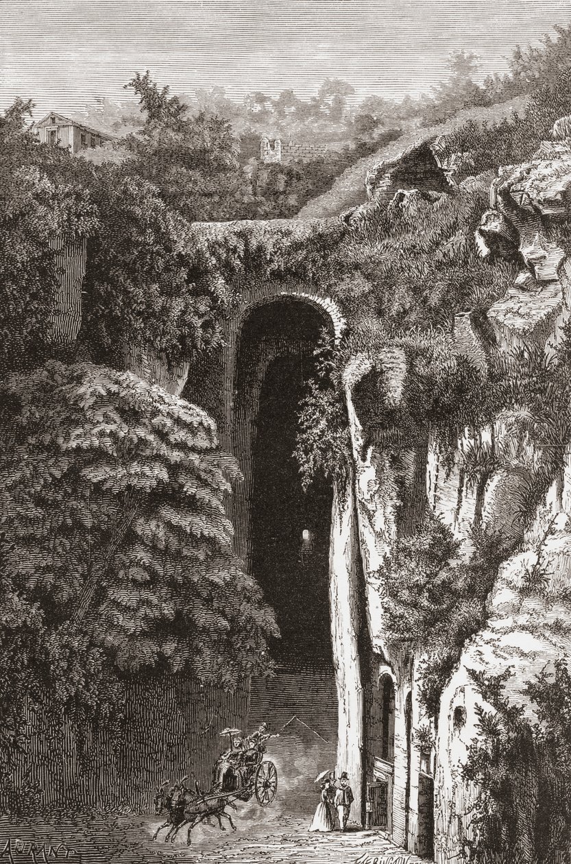 Vergiliuksen hauta , Napoli, Etelä-Italia 1800-luvun lopulla. Teoksesta Italian Pictures by Rev. Samuel Manning, julkaistu noin vuonna 1890. tekijältä Reverend Samuel Manning