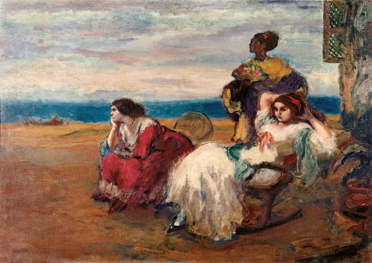 Meren edessä. Ricard CANALS i LLAMBIN (1876-1931) maalaus. Öljy kankaalle. Honduras, Tegucigalpa. Banco Atlantida Collection. tekijältä Ricardo Canals y Llambi