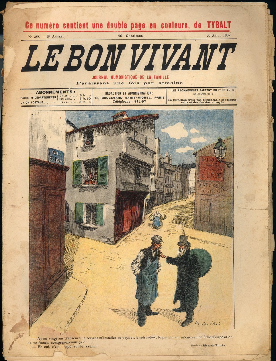 Le Bon Vivant -lehden etukansi, nro 388, 20. huhtikuuta 1907 (painettu paperi) tekijältä Ricardo Flores