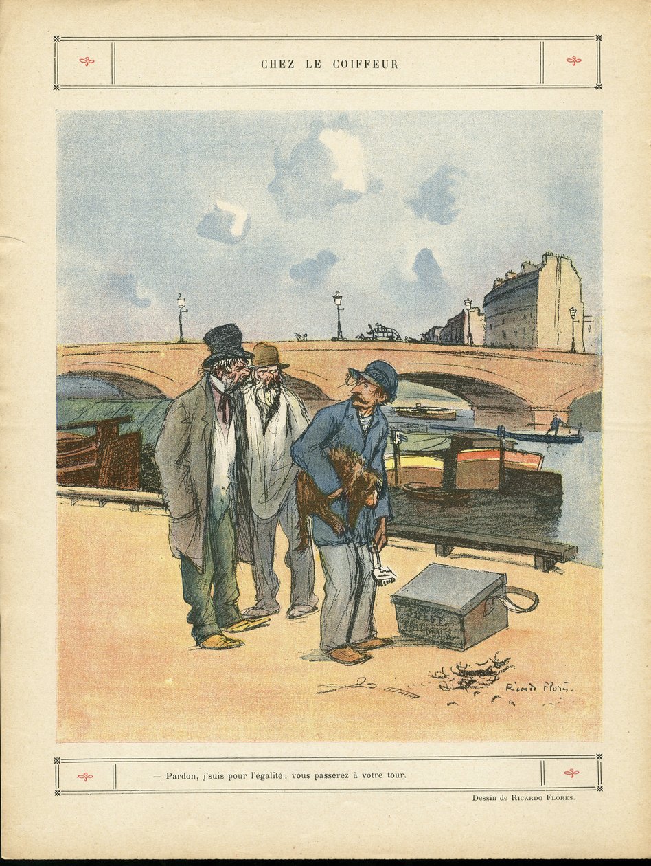 Kuva Ricardo Floresista (1878-1918) Le Riressä, 10.5.2012 - Kampaajalla - Pariisi, Ammatit, Arkkitehtuuri Kaupunkisuunnittelu, Silta, Joki - Koira, Kampaaja tekijältä Ricardo Flores