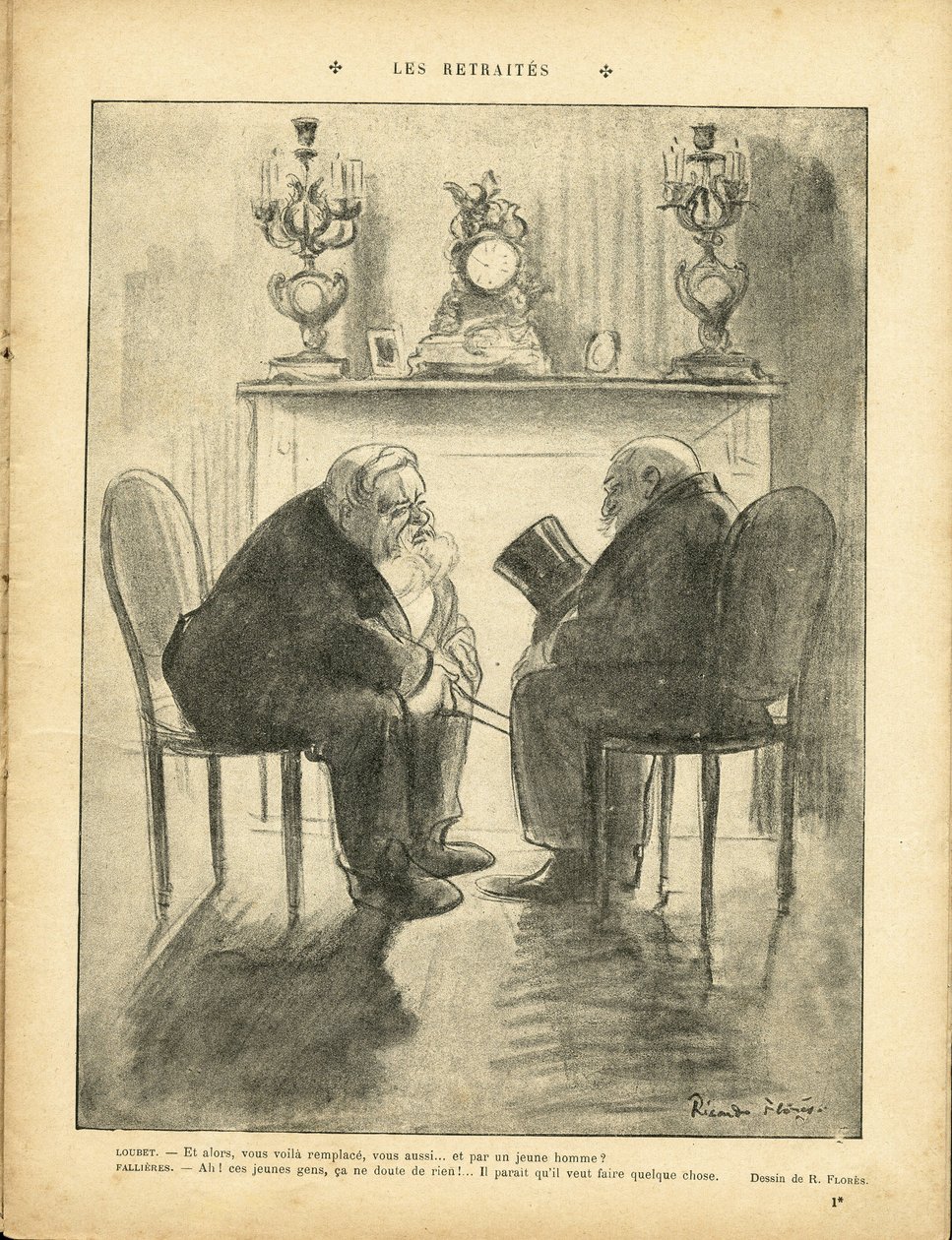 Kuva Ricardo Floresista (1878-1918) Le Riressä, 22.2.13 - Eläkkeet - Tasavallan presidentti - Fallieres Armand (1841-1931), Loubet Emile tekijältä Ricardo Flores