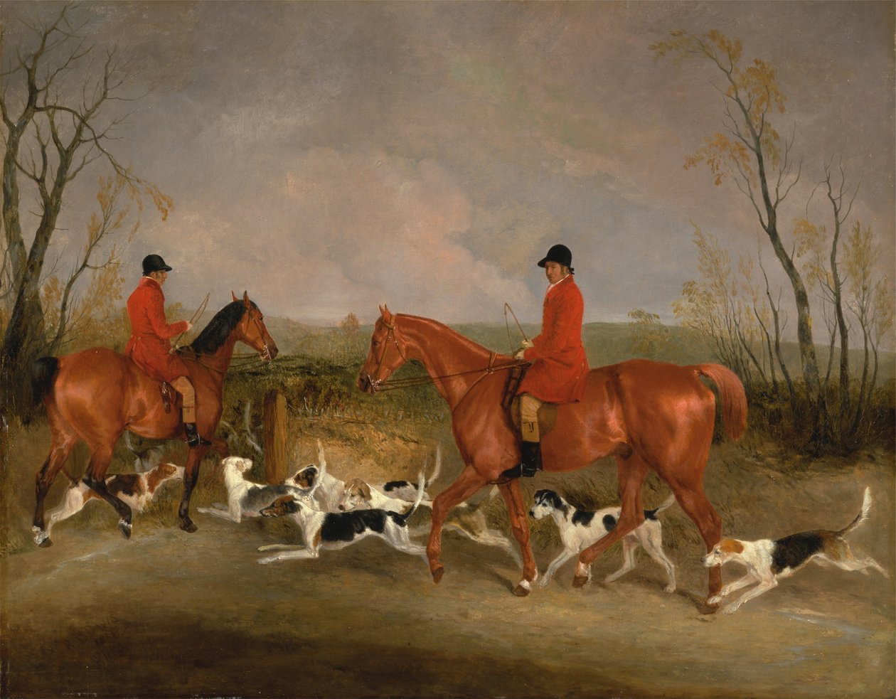 George Mountford, Huntsman to the Quorn ja W. Derry, Whipper-In, paikassa John OGaunts Gorse, lähellä Mel ... tekijältä Richard Barrett Davis