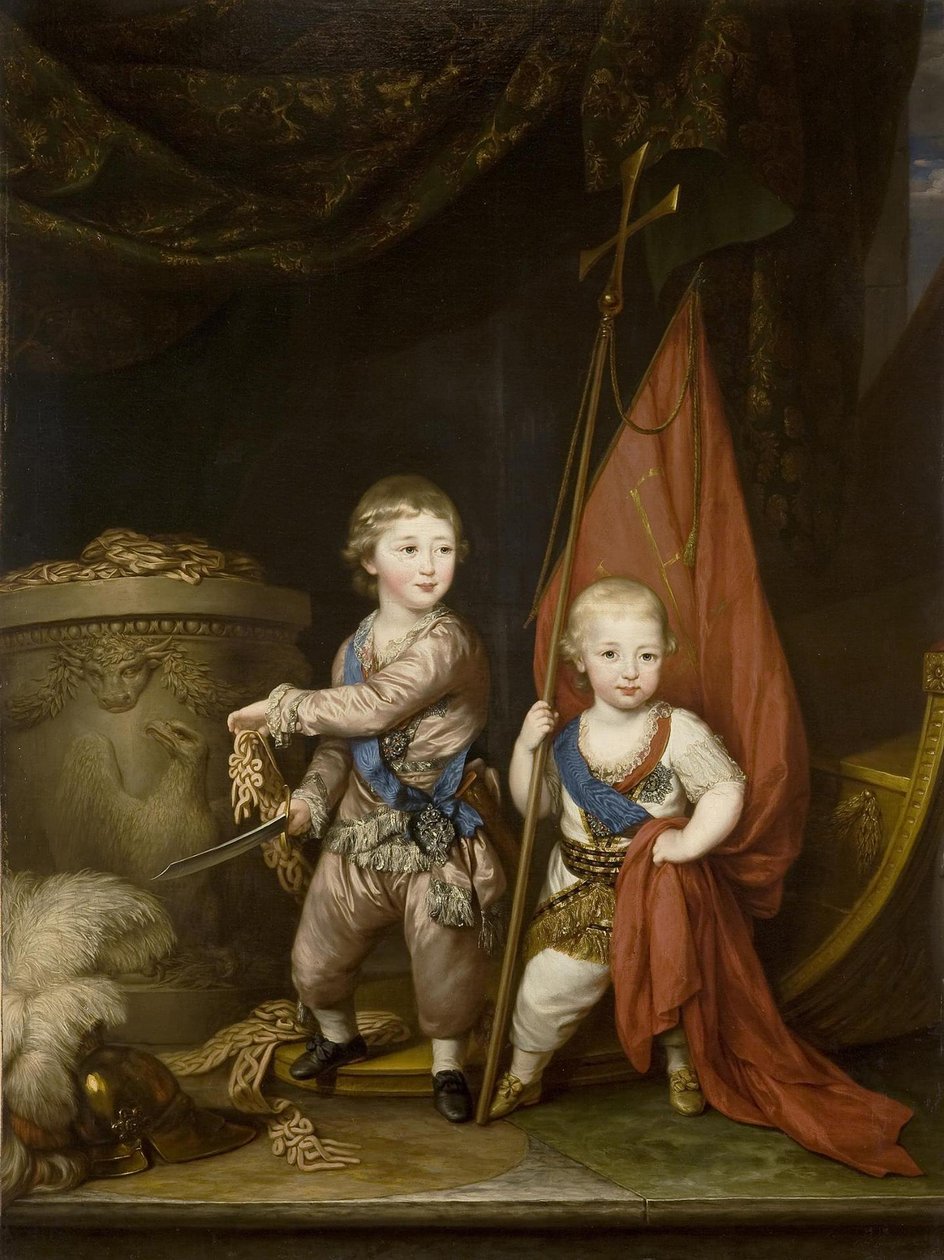 Muotokuva suurruhtinaista Aleksanteri Pavlovichista ja Konstantinus Pavlovichista lapsina, 1781 tekijältä Richard Brompton