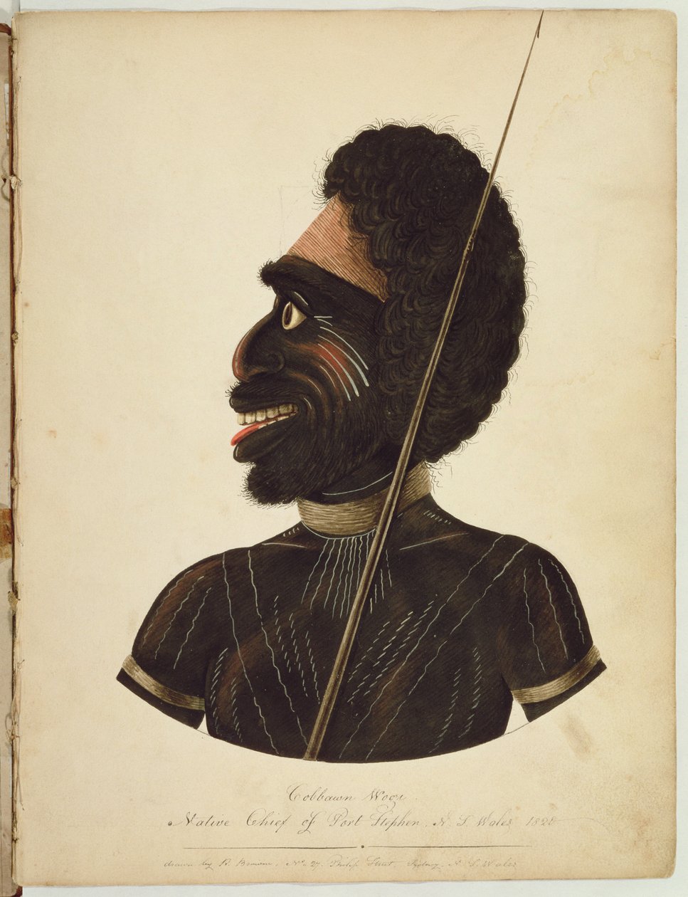 Cobbawn Wogi, Port Stephenin syntyperäinen päällikkö, NSW, 1820 tekijältä Richard Browne