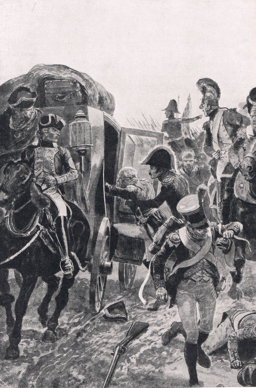 Espanjan joukkojen lento 27. heinäkuuta 1809, kuva julkaisusta "British Battles on Land and Sea", julkaisija Cassell, Lontoo, n. 1910 tekijältä Richard Caton Woodville junior