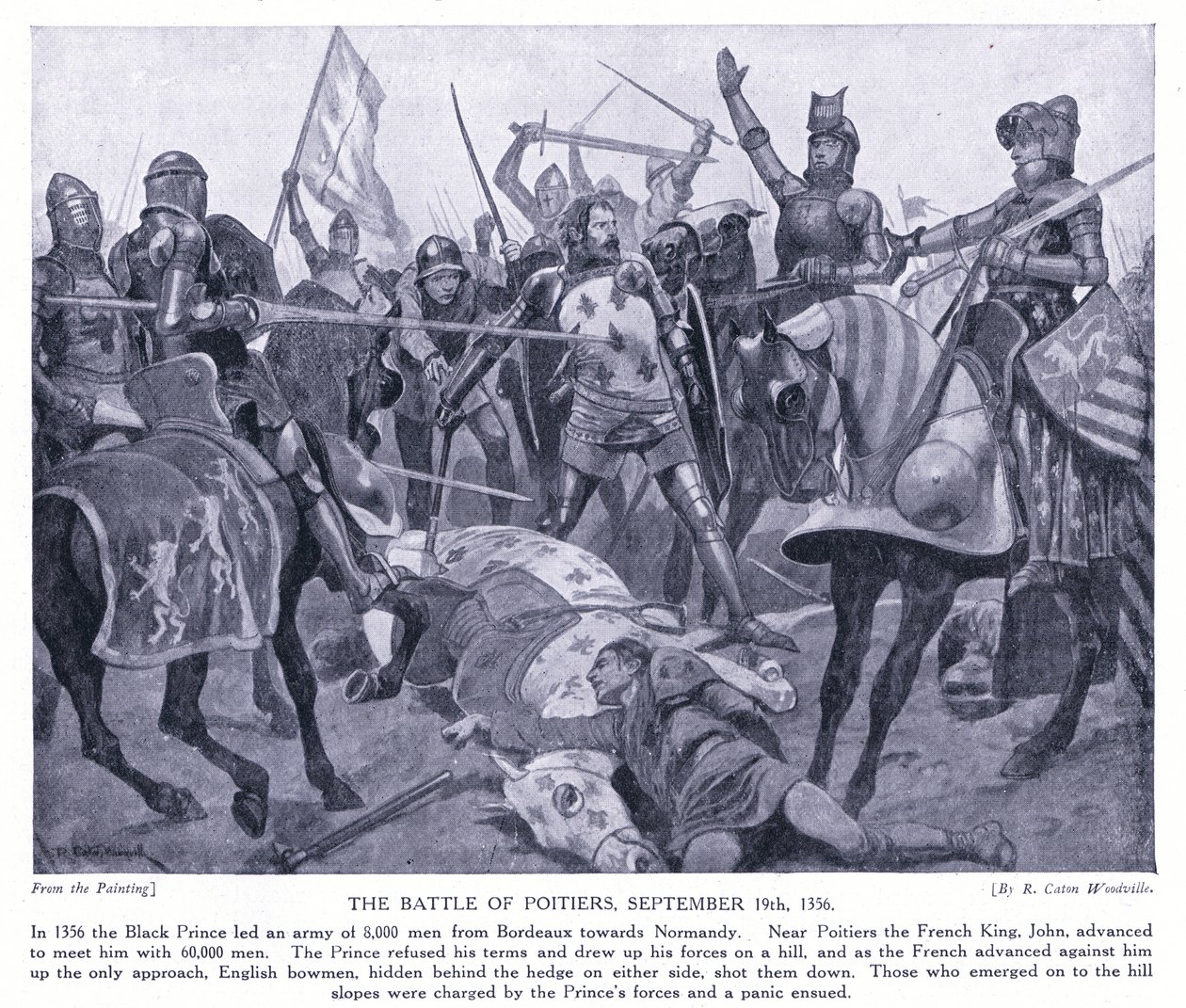 Poitiersin taistelu AD1356, 1920-luku tekijältä Richard Caton Woodville junior