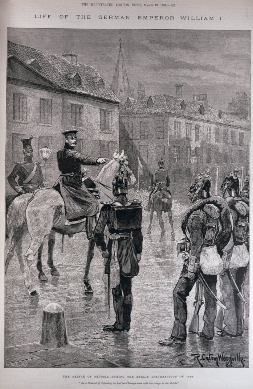 Preussin prinssi Berliinin kapinan aikana 1848, "The Illustrated London News", 19. maaliskuuta 1887 tekijältä Richard Caton Woodville junior