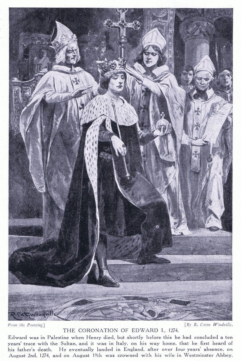 Edward I:n kruunaus 1274, 1920-luku tekijältä Richard Caton Woodville junior