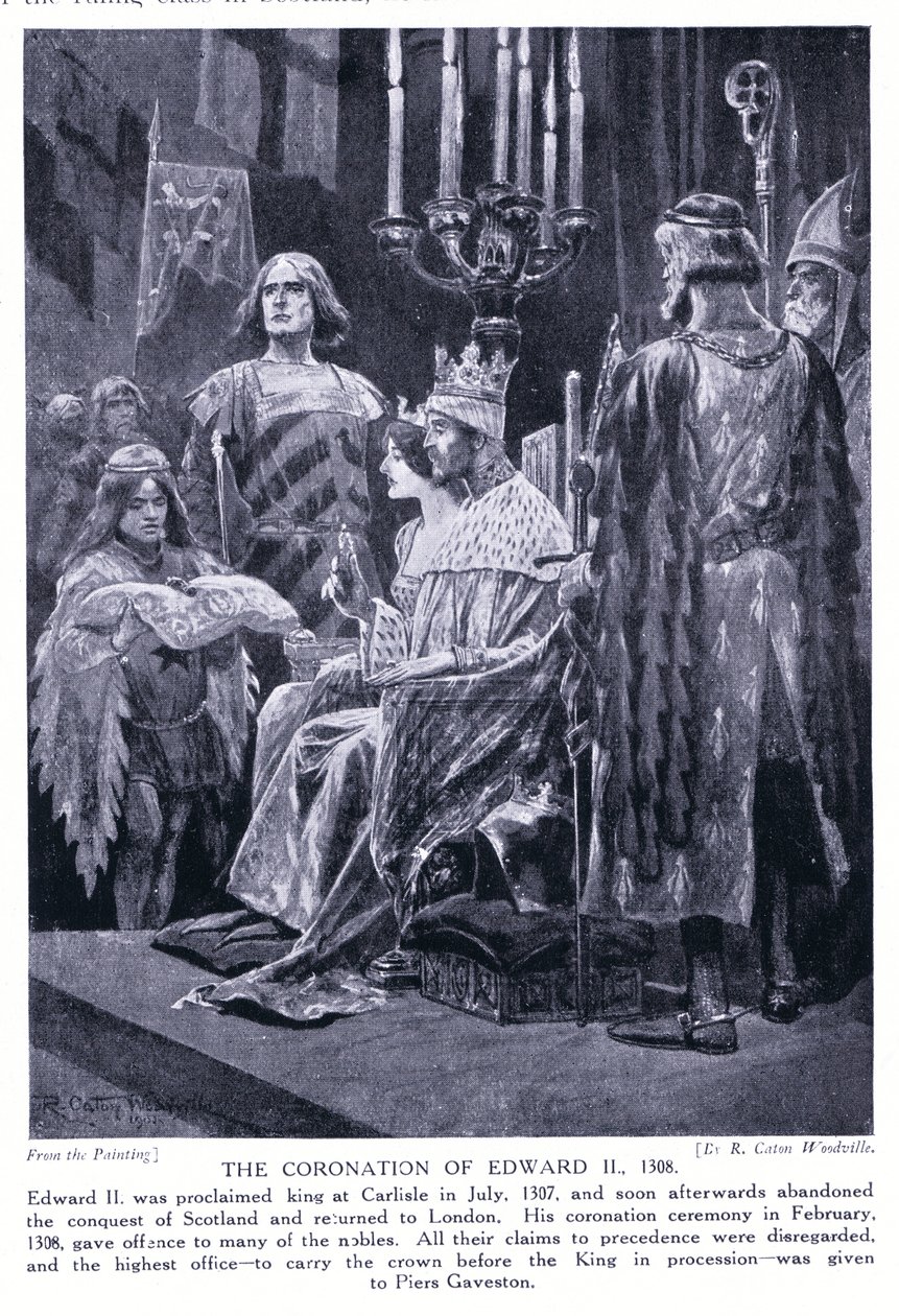Edward II:n kruunaus AD1308, 1920-luku tekijältä Richard Caton Woodville junior
