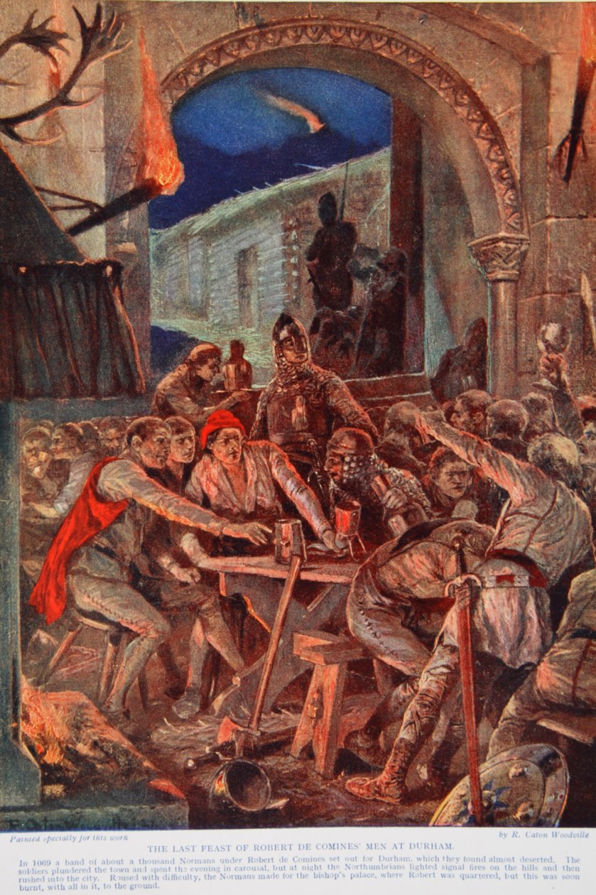 Robert de Cominesin miesten viimeinen juhla Durhamissa vuonna 1069, kuvitus teoksesta "Hutchinson
