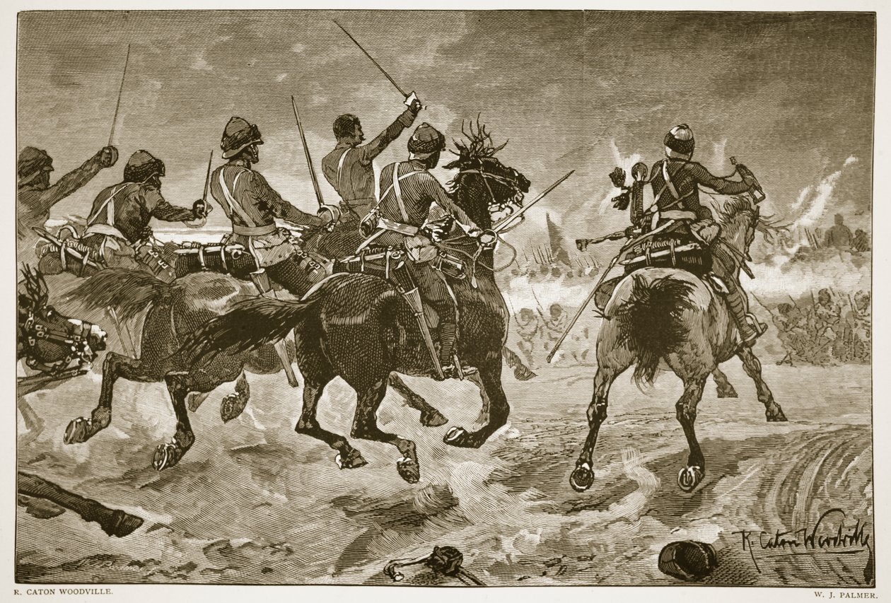 Mahsameh, kohtaus Egyptin sodassa 1882, kaiverrus W.J. Palmer tekijältä Richard Caton Woodville