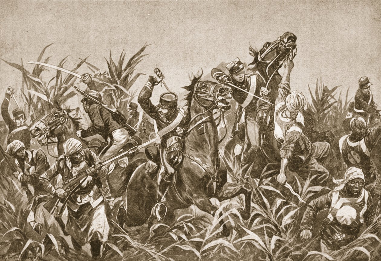 Taistelukierros Tientsin: Japanin ratsuväen panos, kuva julkaisusta "Battles of the Nineteenth Century: Voi. VII, Kiinan sota 1900-1901, Archibald Forbes, G.A. Henty ja Major Art tekijältä Richard Caton Woodville