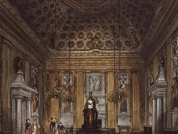 The Cupola Room, Kensingtonin palatsi Pynes Royal Residencesistä, 1819, tekijältä Richard Cattermole