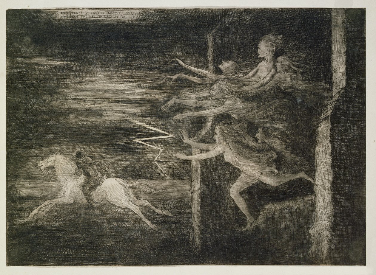 "Ja tuskin hän Maggie kokoontui, kun helvetin legioona hyökkäsi", Robert Burnsin (1759-96) Tam O