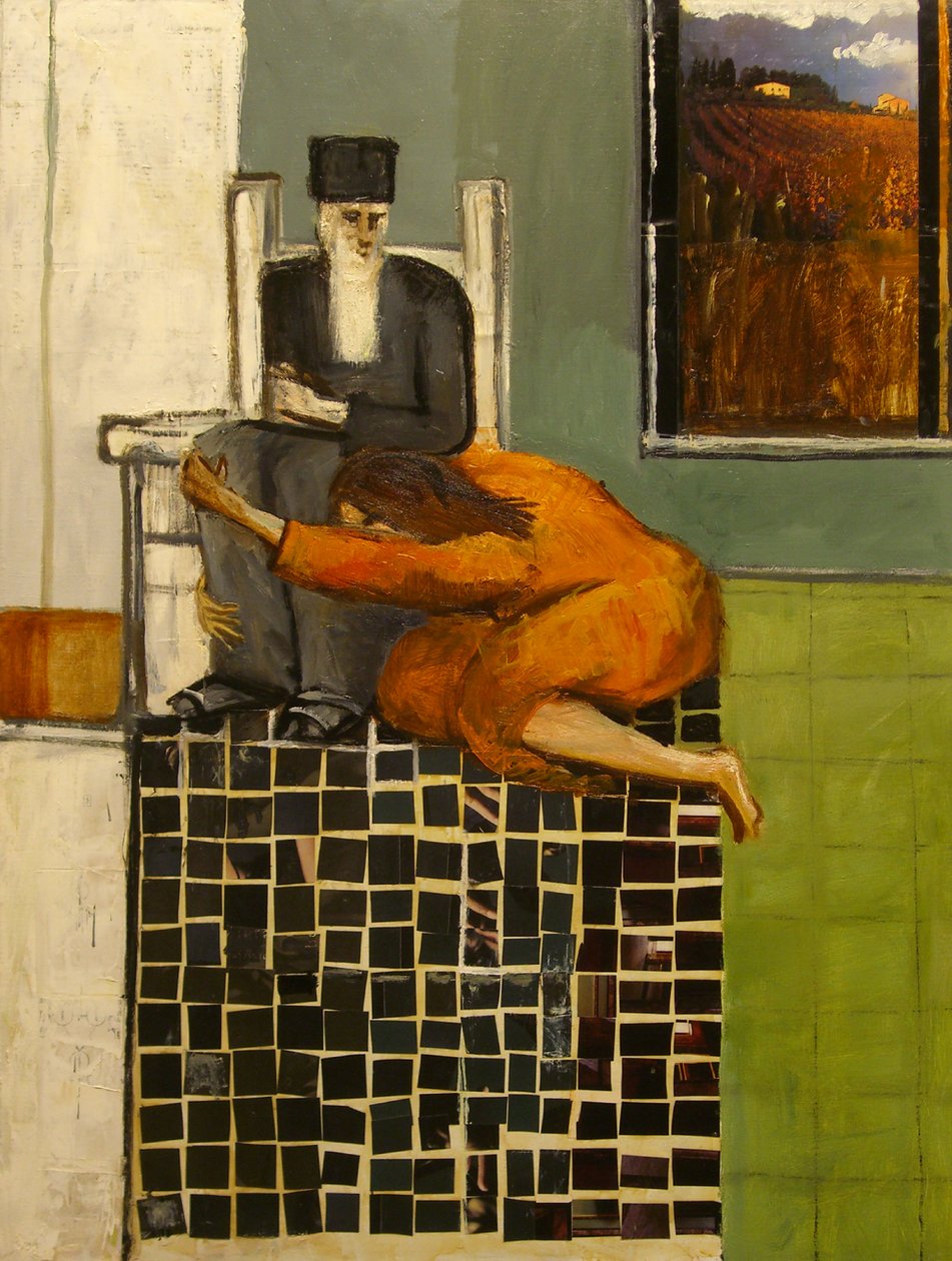 Elisha, 1999 (öljy & kollaasi kankaalle) tekijältä Richard Contemporary Artist Mcbee