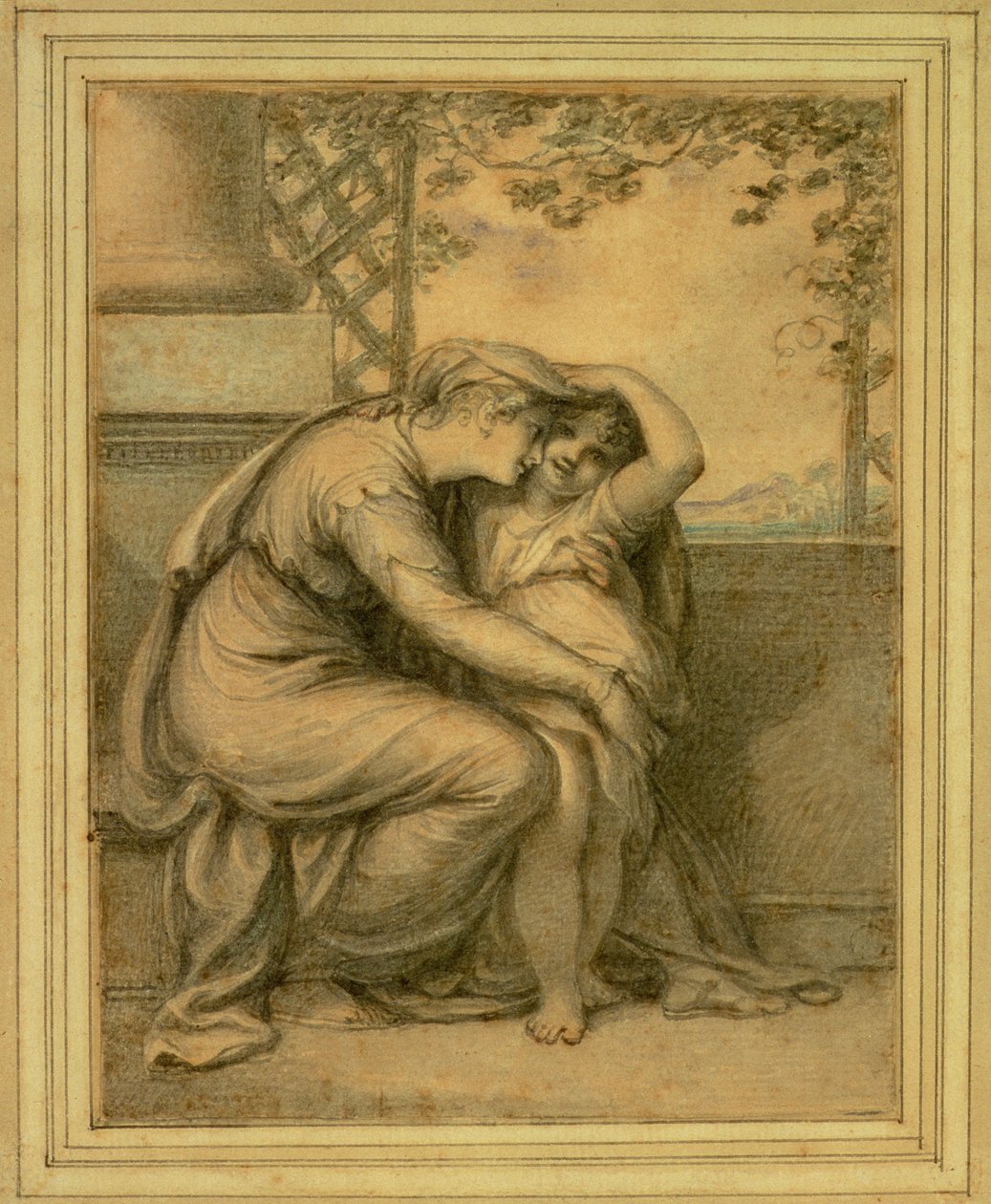 Andromache ja Astyanax, 1789 (wc kynällä paperilla) tekijältä Richard Cosway