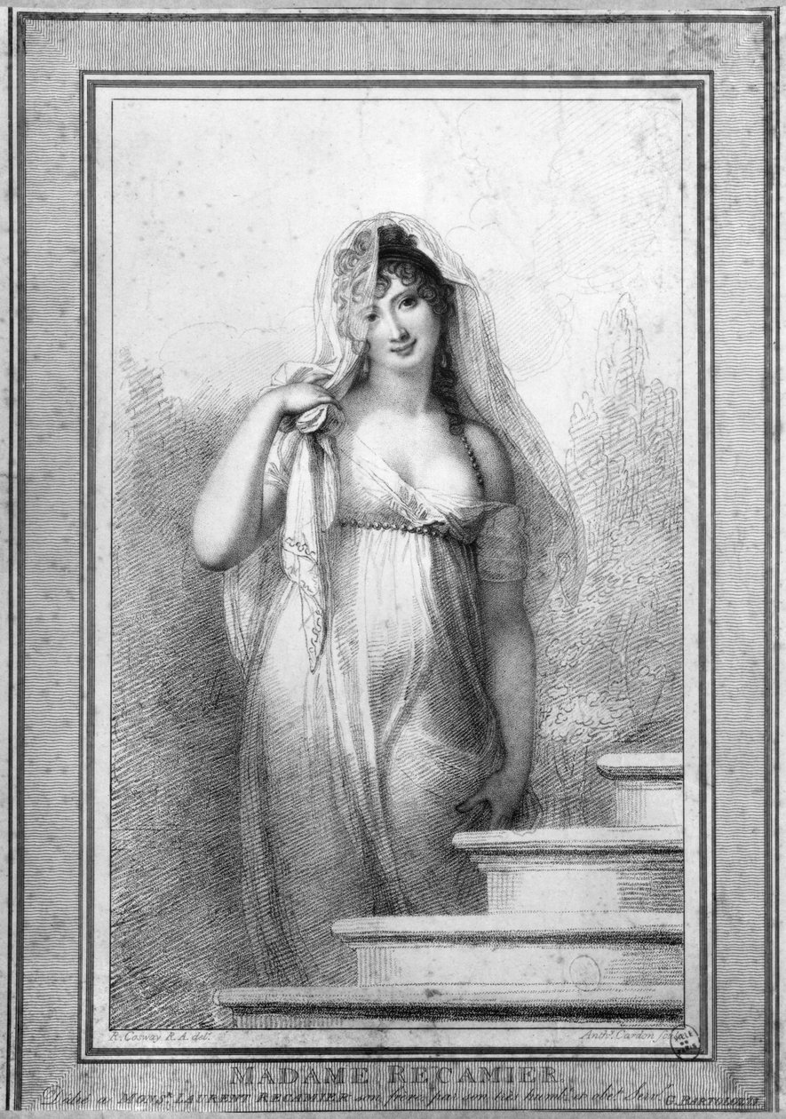 Madame Recamier (1777-1849), kaiverrus Antoine tai Anthony Cardon (1772-1813) 1804 tekijältä Richard Cosway