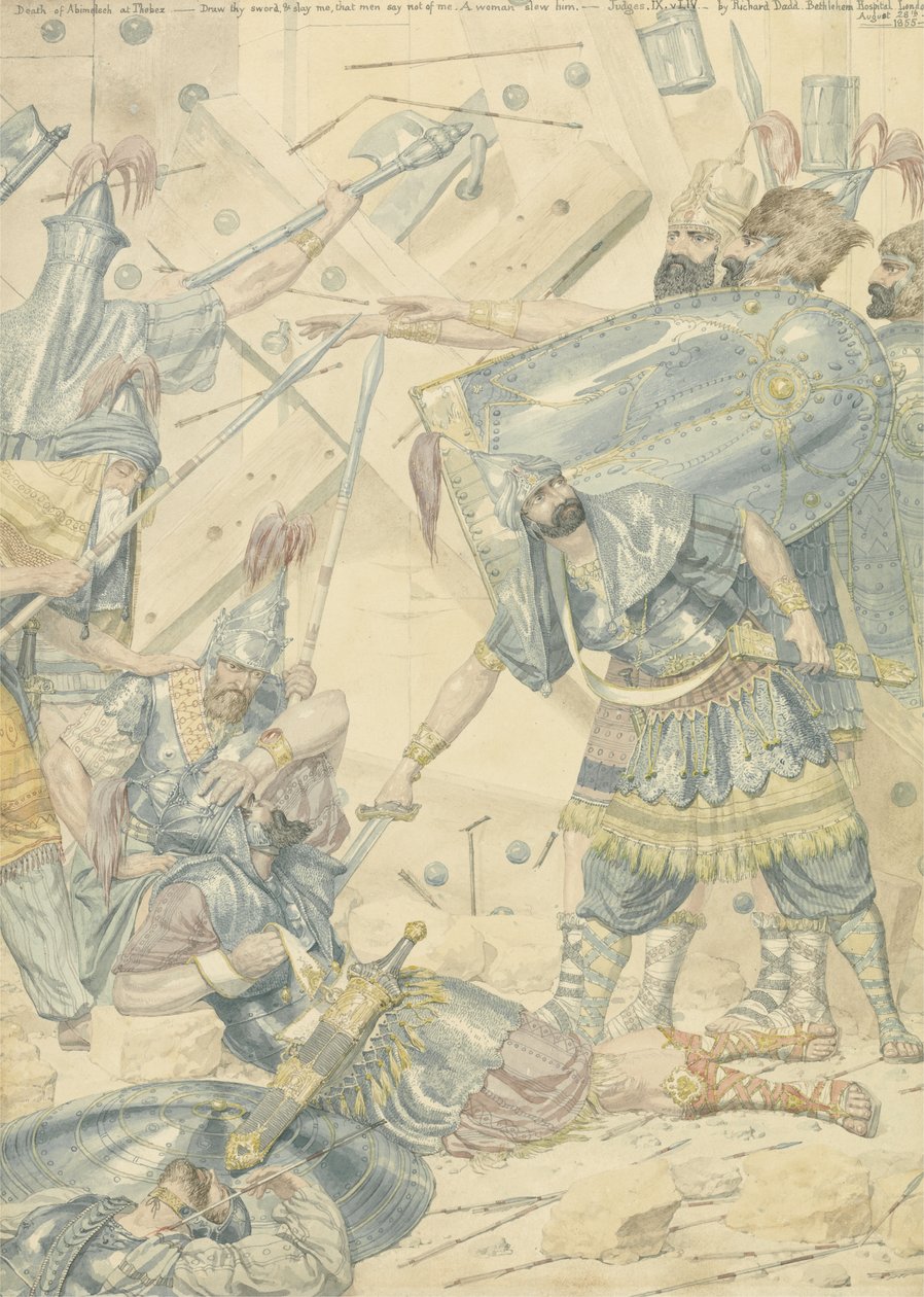 Abimelekin kuolema Thebezissä, 1855 (wc grafiitin päällä paperilla) tekijältä Richard Dadd