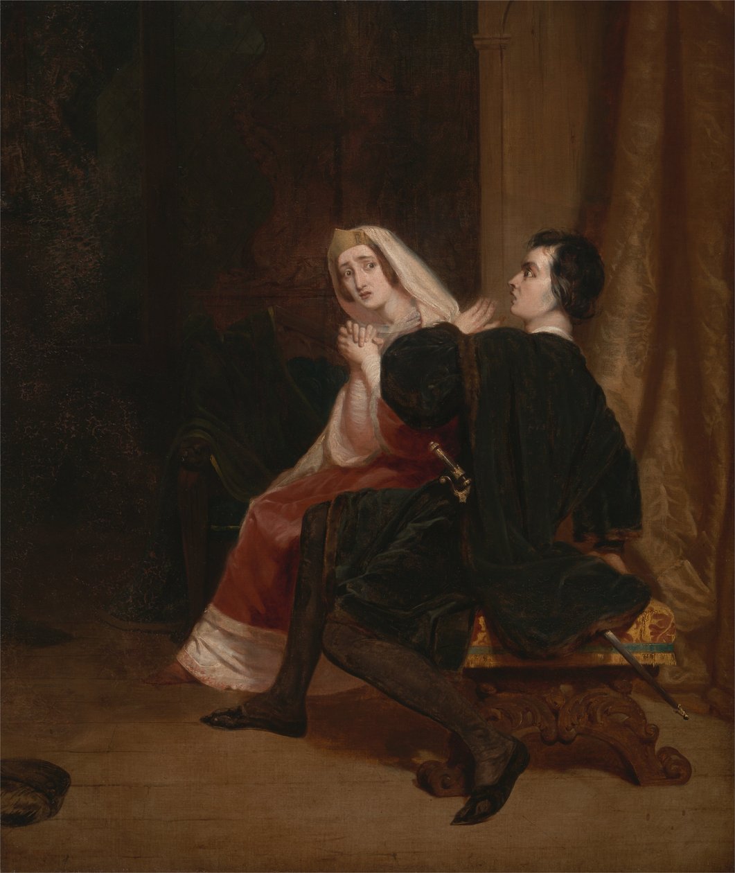 Hamlet ja hänen äitinsä; Kaapin kohtaus tekijältä Richard Dadd