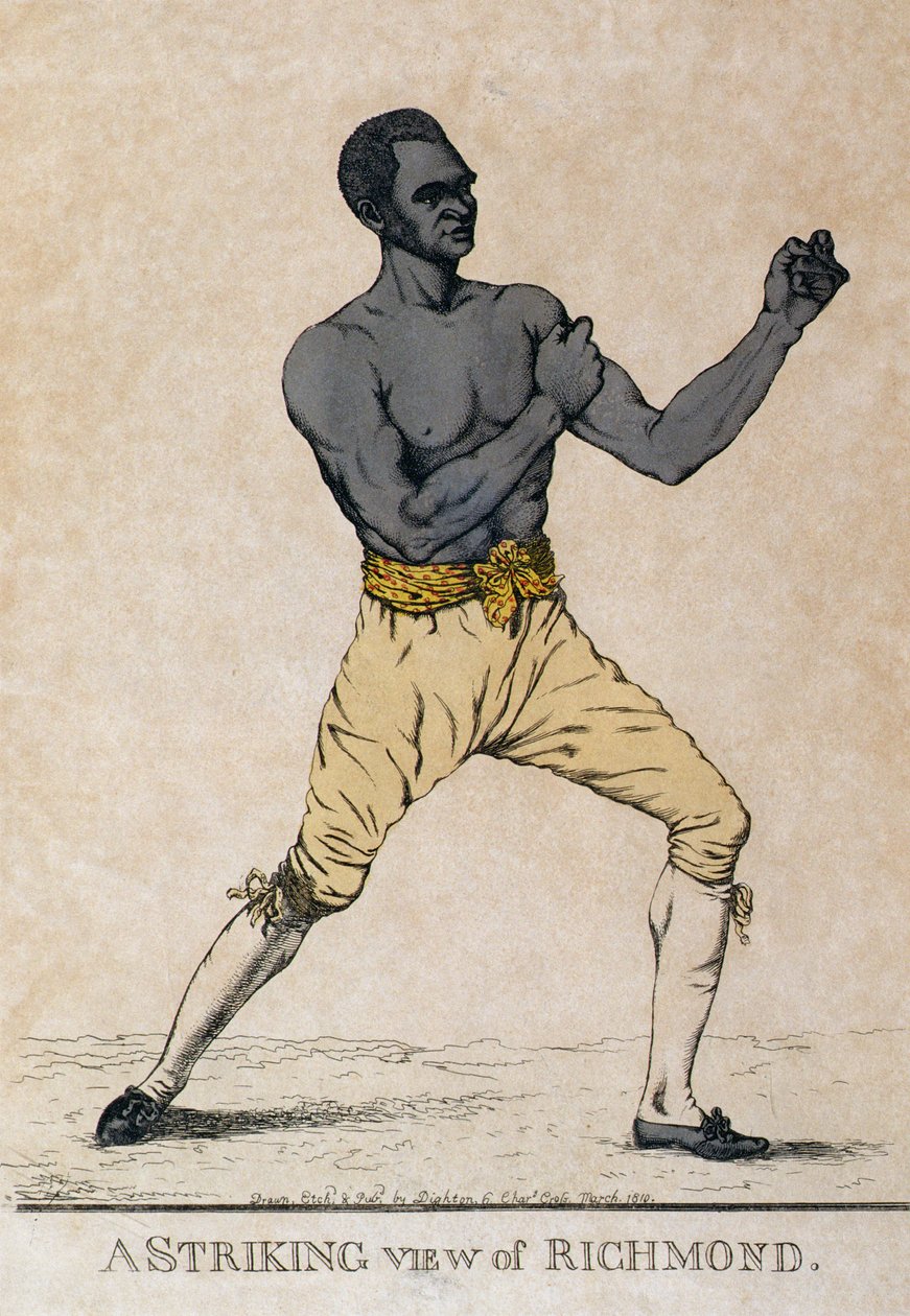 Näyttävä näkymä Richmondista, nyrkkeilijän muotokuva vuodelta 1810 tekijältä Richard Dighton