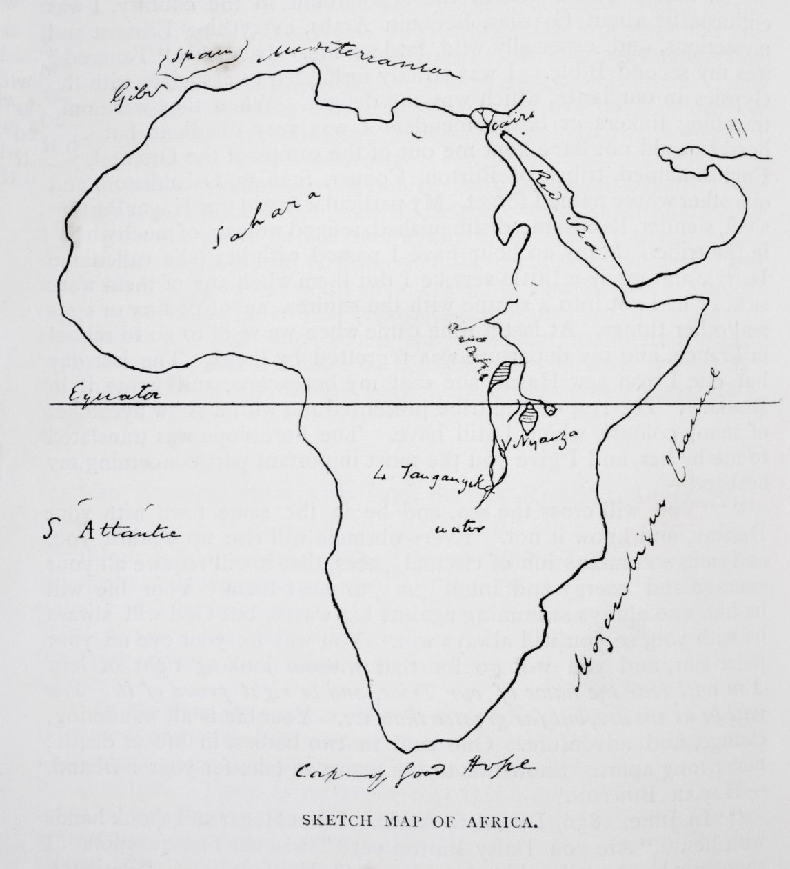 Luonnos Afrikasta, Isabel Burtonin (1831-96) vuonna 1893 julkaistusta teoksesta "Kapteeni Sir Richard Burtonin elämä, osa II" tekijältä Richard Francis Burton