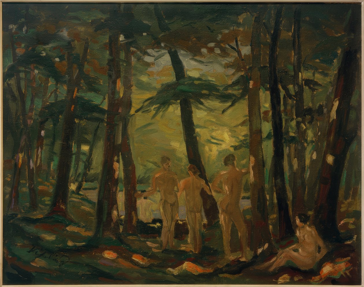 Waldlandschaft mit Badenden tekijältä Richard Kissling