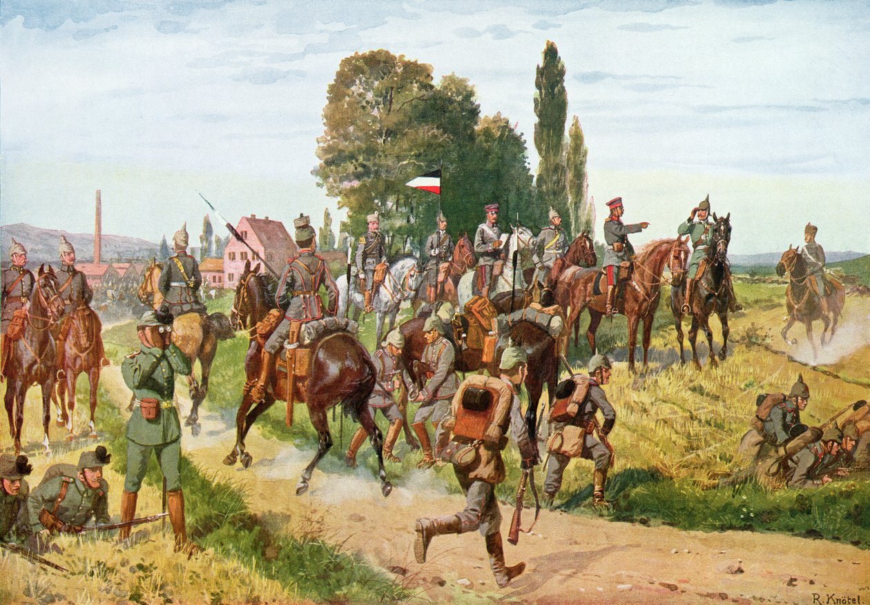 Saksalaiset univormut, Illustrierte Zeitung, 4. elokuuta 1914 tekijältä Richard Knoetel