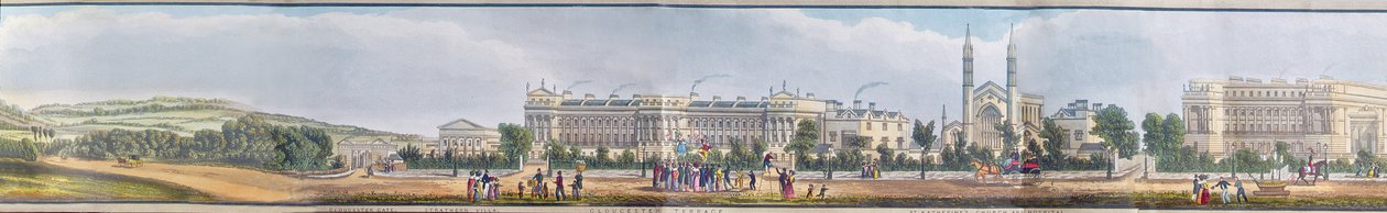 Gloucester Gate, Gloucester Terrace ja St. Katherinen kirkko ja sairaala, yksityiskohta "Panoraamanäkymä Regent