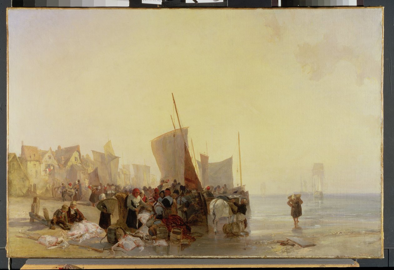 Kalatori Boulognen lähellä, n. 1824 tekijältä Richard Parkes Bonington