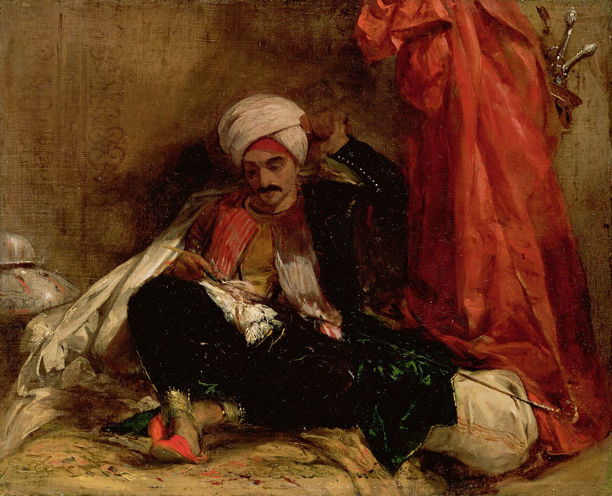 Istuva turkkilainen, 1826 tekijältä Richard Parkes Bonington