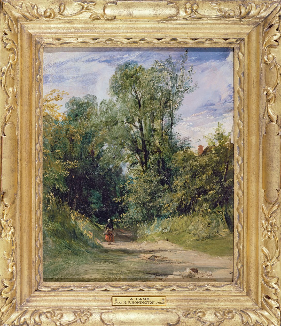 A Wooded Lane, n. 1825 (öljy myllylaudalle) tekijältä Richard Parkes Bonington