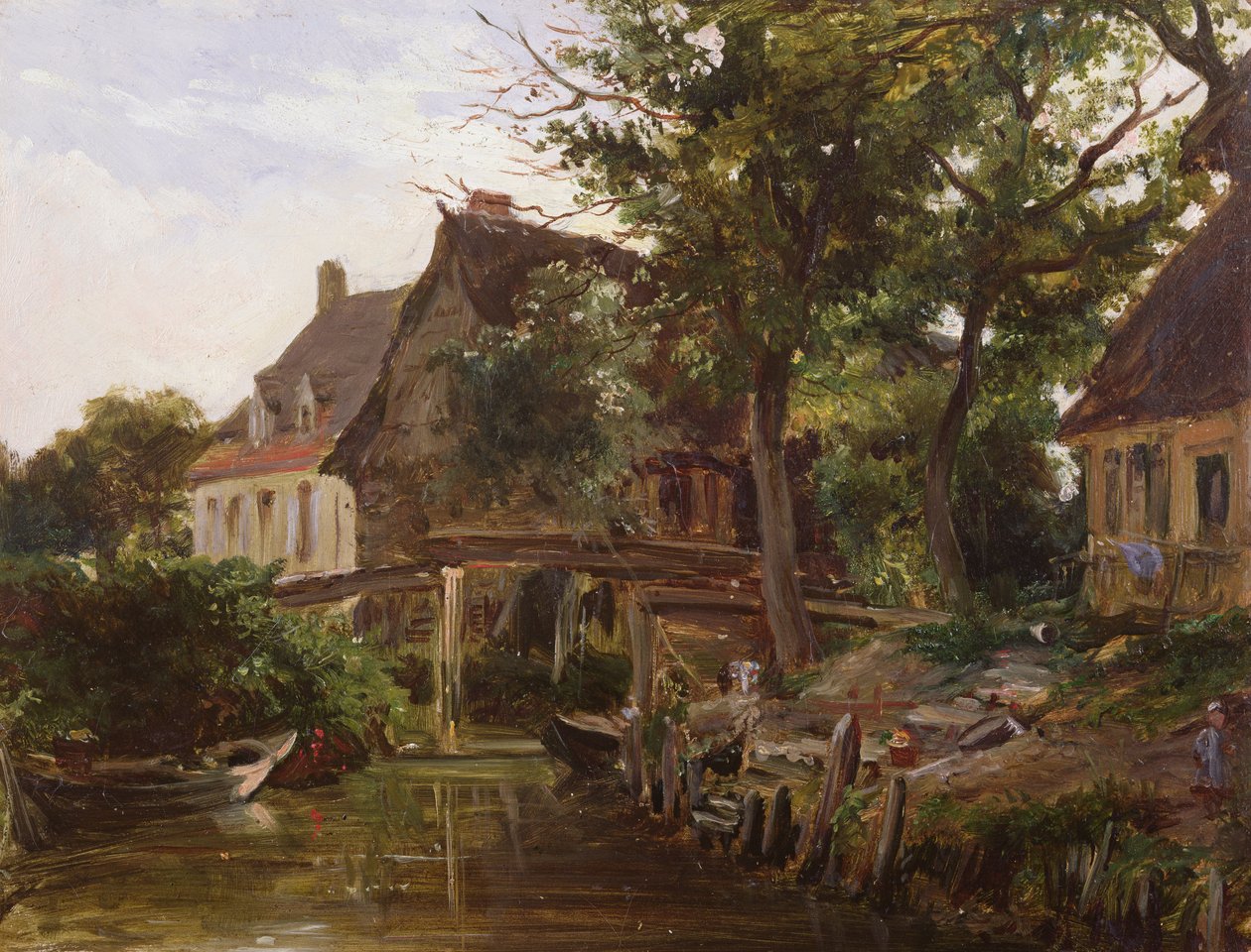 Mökkejä puron varrella, noin 1824 tekijältä Richard Parkes Bonington