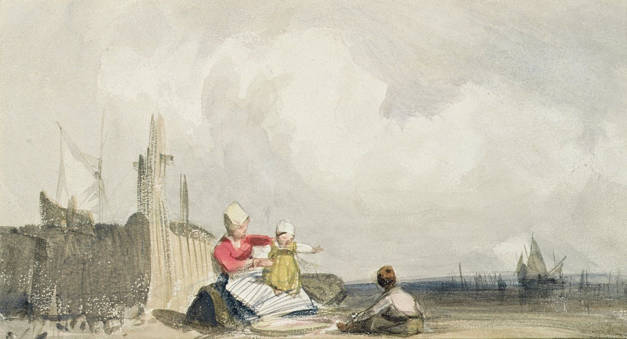 Kalastajat rannalla tekijältä Richard Parkes Bonington