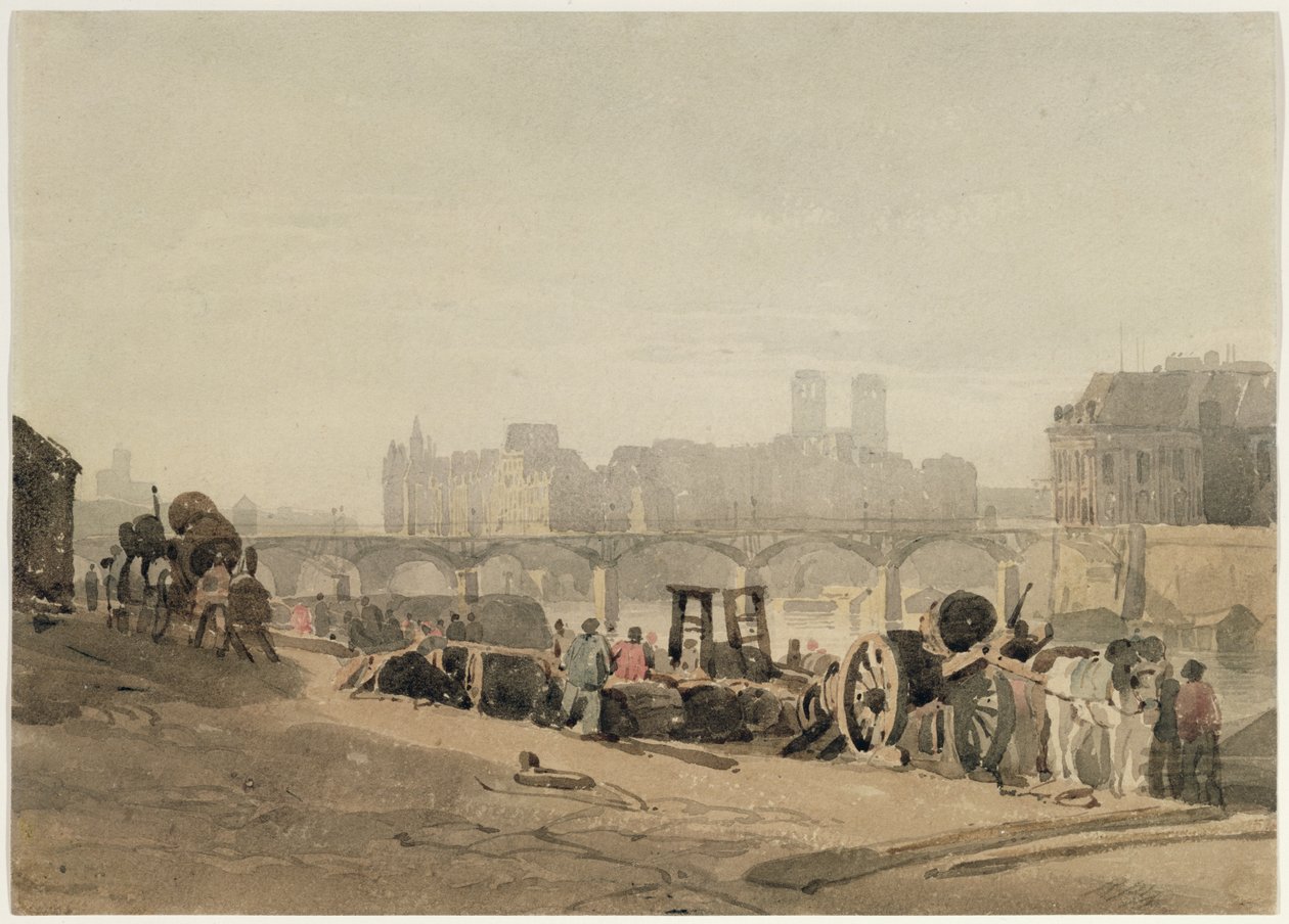 Ile de la Cite, Pariisi, (wc, vohvelipaperi) tekijältä Richard Parkes Bonington