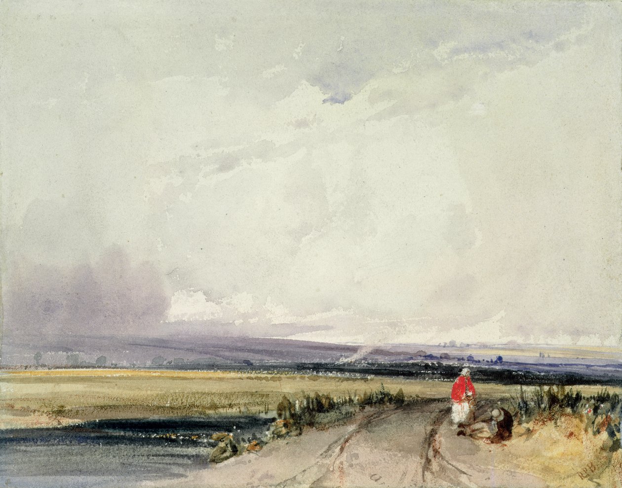 Maisema Normandiassa, joka tunnetaan perinteisesti nimellä "Burnham in Norfolk" tekijältä Richard Parkes Bonington