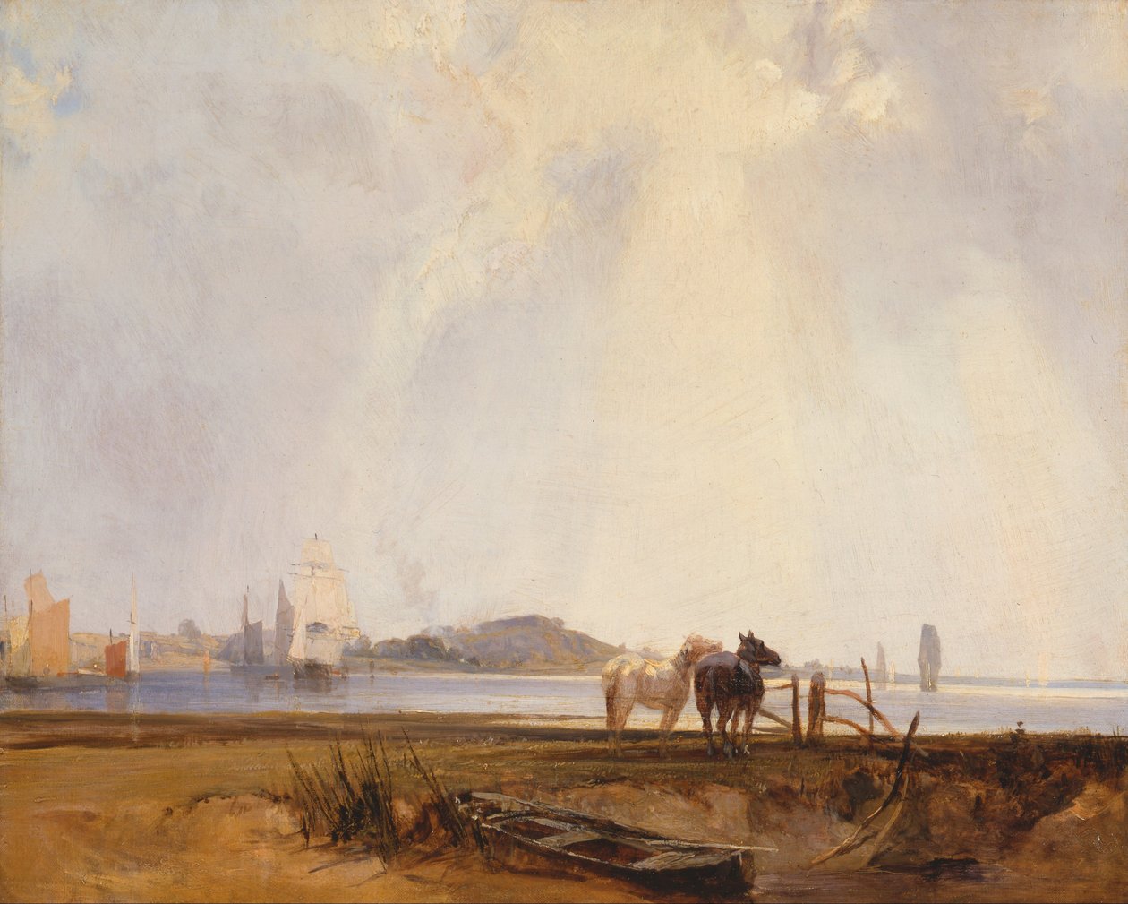 Maisema lähellä Quilleboeufia, Ranskaa tekijältä Richard Parkes Bonington
