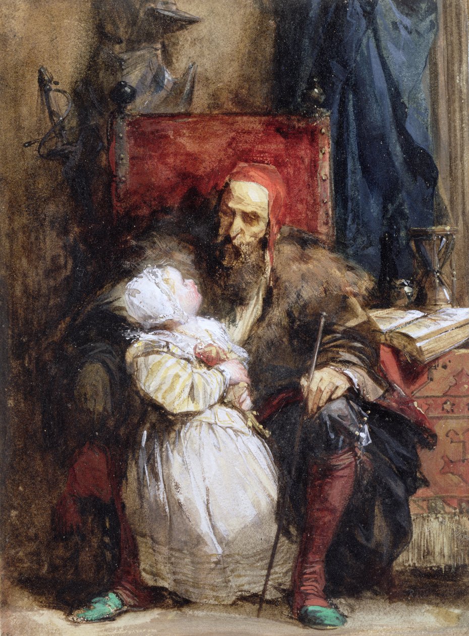 Vanha mies ja lapsi, n.1827 (wc paperilla) tekijältä Richard Parkes Bonington