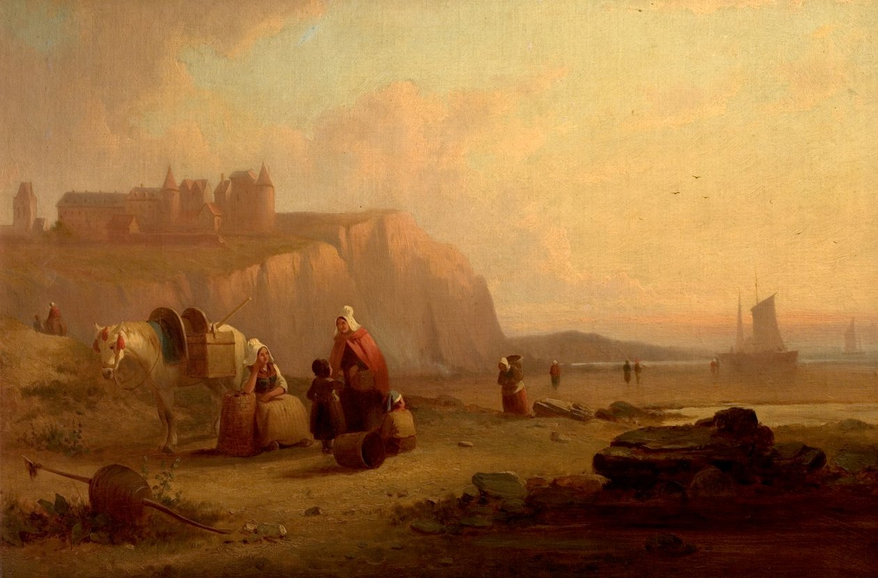 Kohtaus Normandian rannikolla, Ranskassa tekijältä Richard Parkes Bonington