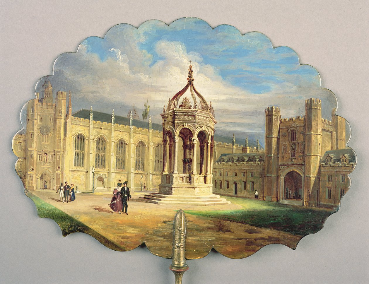 Viktoriaaninen valkokangas, jossa on kohtaus suihkulähteestä Trinity College Great Courtissa, Cambridgessa (paperimassa) tekijältä Richard Phene and Benjamin W. Spiers