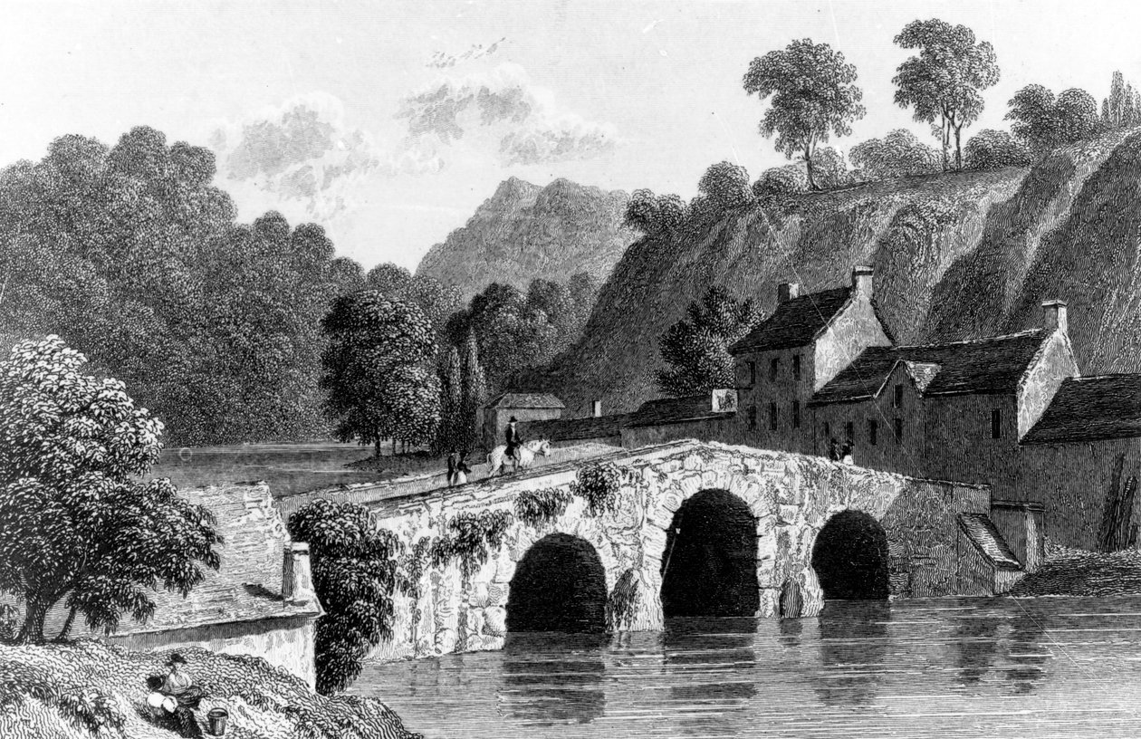 Glenmiren silta, lähellä Corkia, kaivertanut E. Finden, 1832 tekijältä Richard Westall